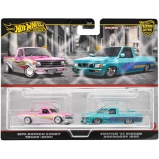 Набір машинок Hot Wheels Premium Car Culture Real Riders 2 Pack 1975 Datsun Sunny Truck B120 and Custom 93 Nissan Nardbody D21 (2 шт), 133123, Игрушки